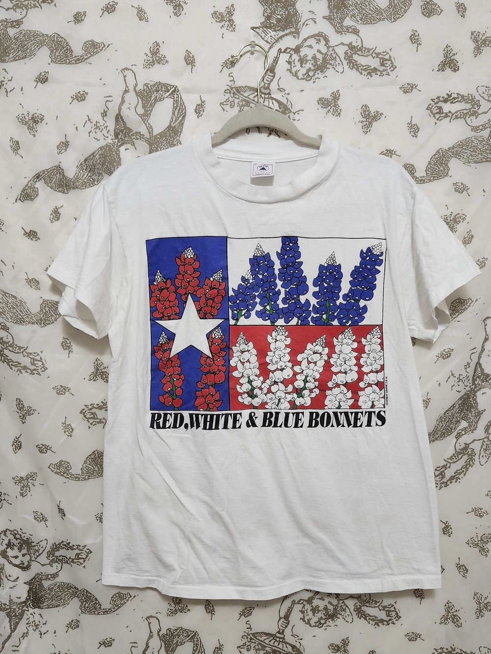 Red White And Blue Bonnets Texas Flag 1994 Vintage DELTA T Shirt M